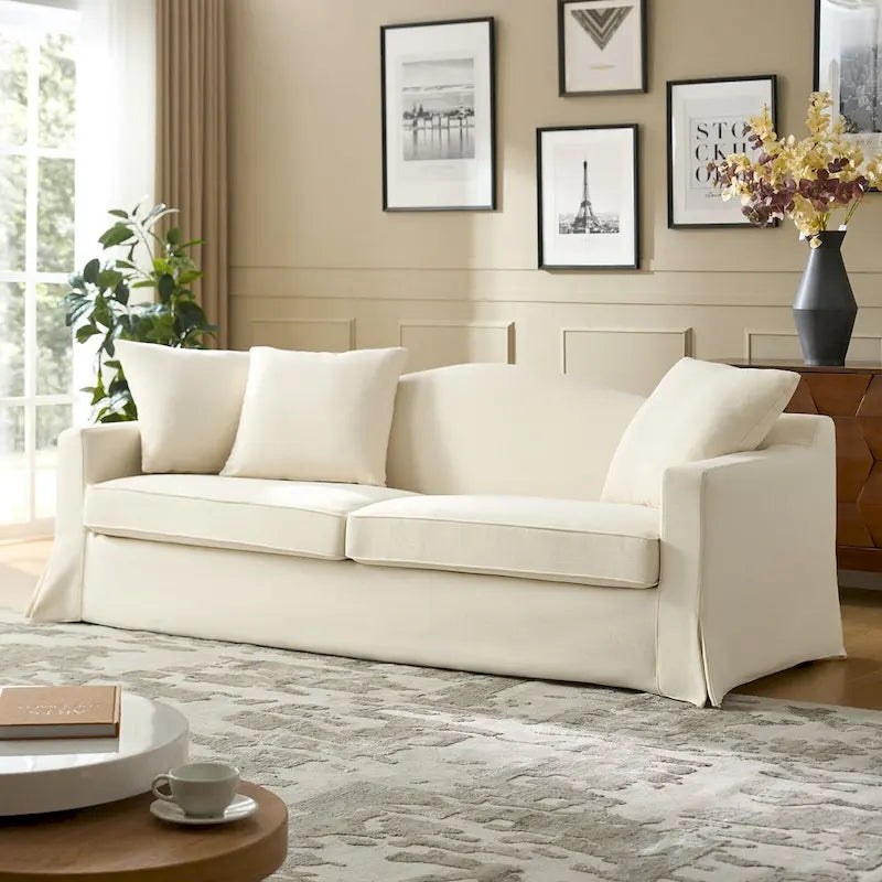 Antonio Transitional 83.5 Slipcovered Sofa with Curved Back by HULALA HOME