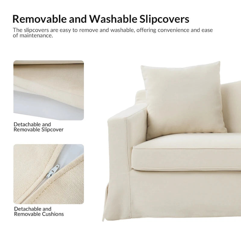 Antonio Transitional 83.5 Slipcovered Sofa with Curved Back by HULALA HOME