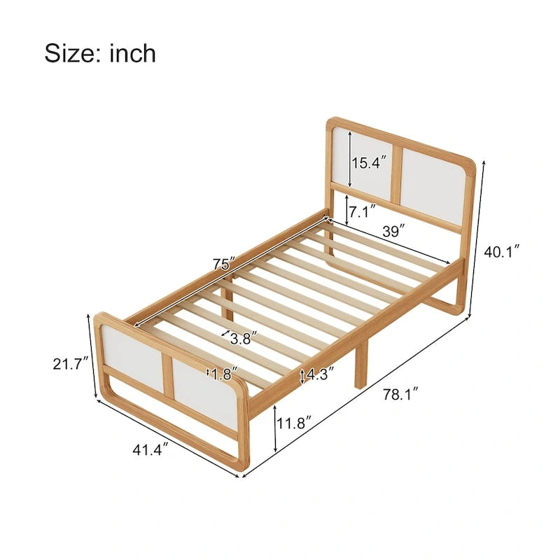 Modern Style Solid Wood Platform Bed for Kids, Teens, Adults