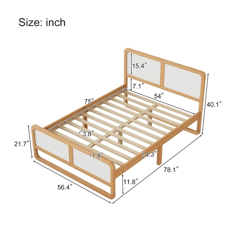 Modern Style Solid Wood Platform Bed for Kids, Teens, Adults