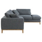 2 Piece L Shaped Modular Sectional Sofa with 2 Pillows, Woven Gray Fabric